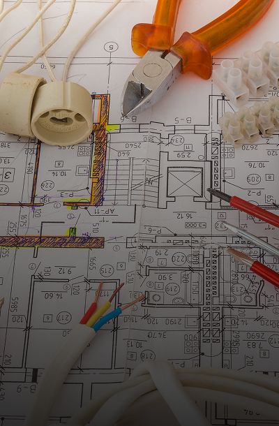 Construction plan with wiring tools