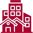 Simple cityscape and house graphic