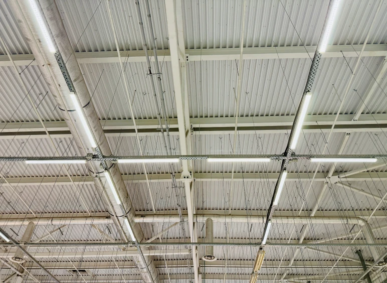 Industrial ceiling with fluorescent lights