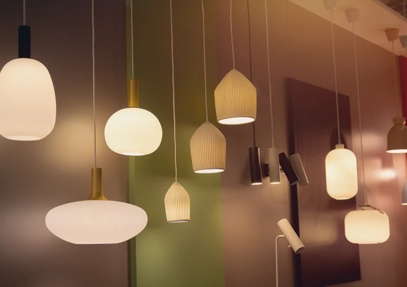 Hanging modern pendant lights display