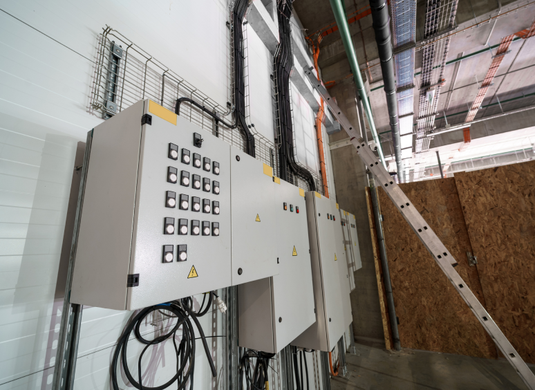 Electrical control panels in industrial setting