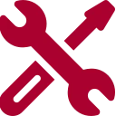 Crossed tools symbol on black