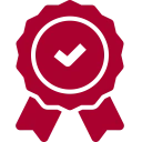 Red badge symbol on black background