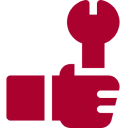 Hand holding a wrench icon