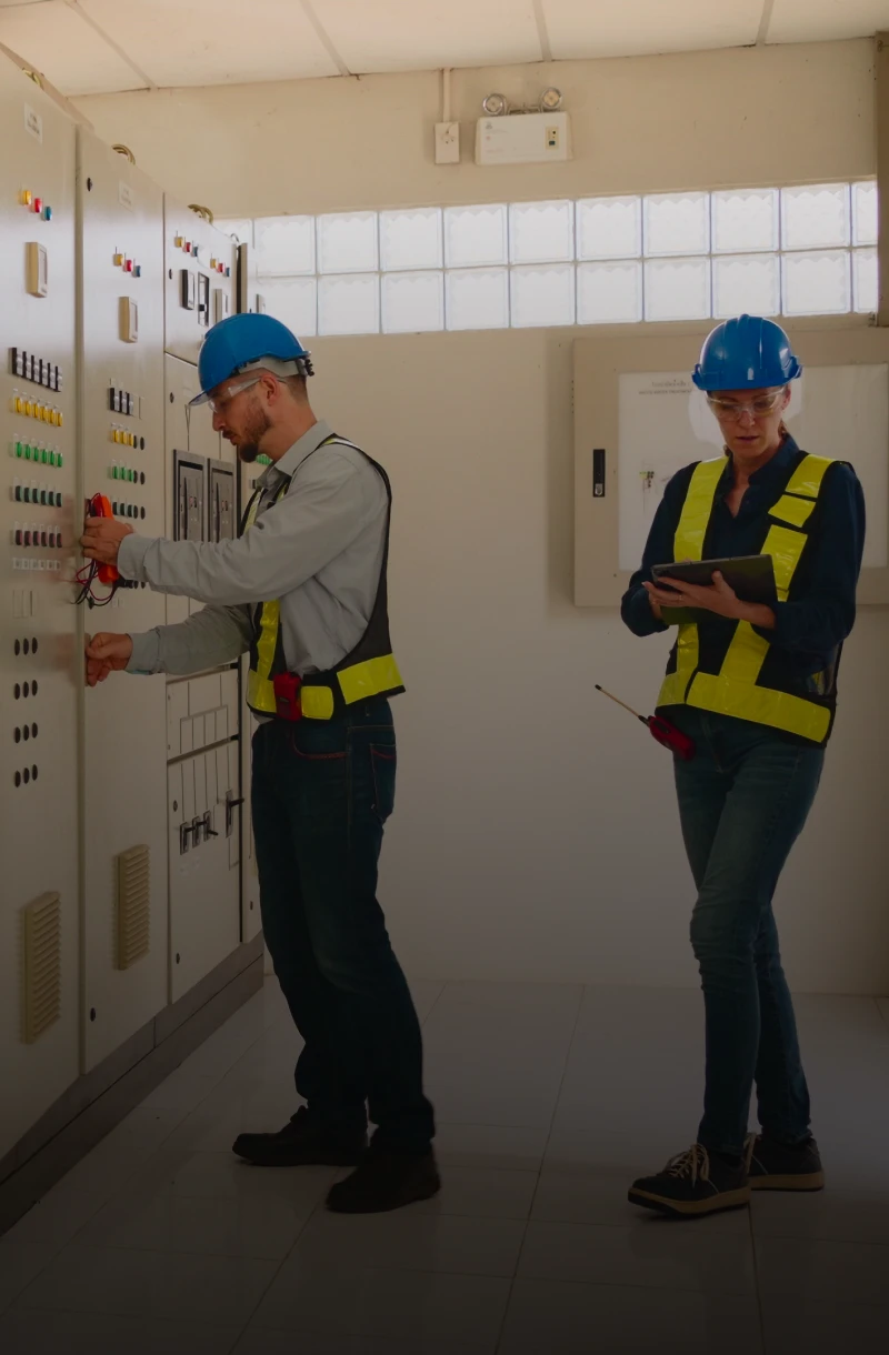 Engineers managing control room operations